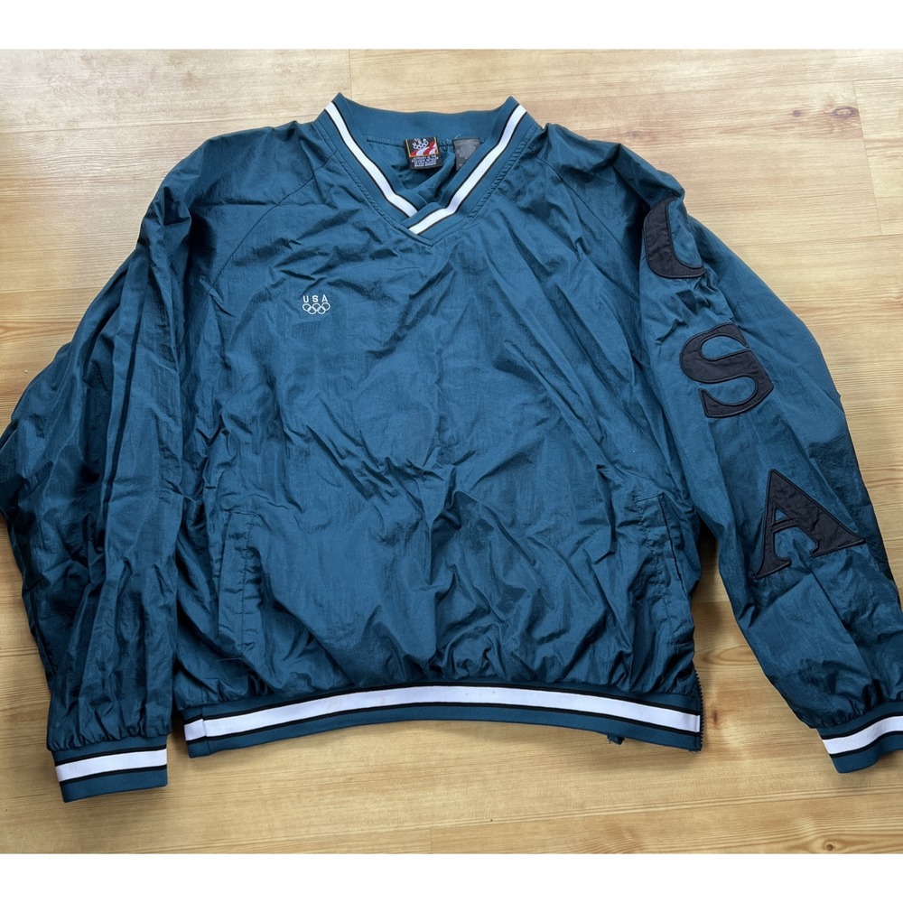 Vintage Team USA Olympics Pullover Windbreaker Teal JC Penney 90's‎ Men's Large